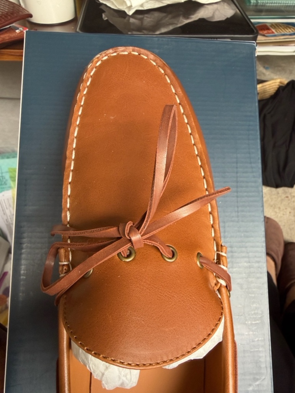 Men's Brown Leather Boat Shoe with Leather Laces